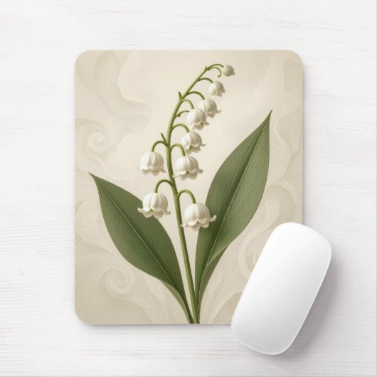 Lily of the Valley On Neutral Abstract Design マウスパッド (マウス)