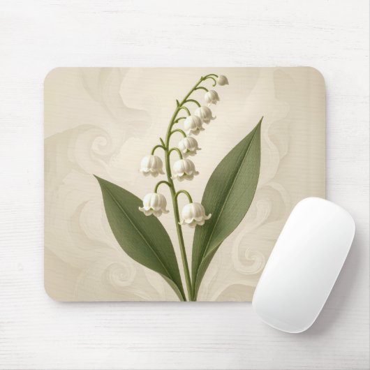 Lily of the Valley On Neutral Abstract Design マウスパッド (マウス)