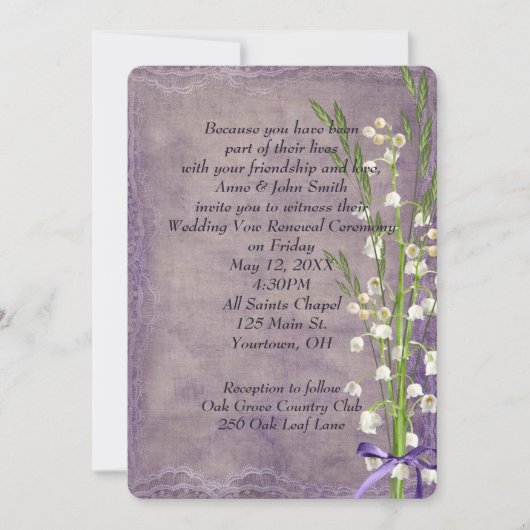 Lily of the Valley On Purple 招待状 (正面)