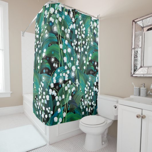 Lily of the valley. Seamless background pattern シャワーカーテン (インサイチュ)