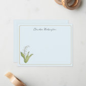 Lily of the Valley Sky Blue Floral Cute Botanical ノートカード (正面/裏面インサイチュ)