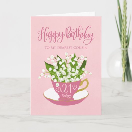 Lily of the Valley Teacup 21th Birthday Fishes カード (正面)