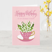 Lily of the Valley Teacup 21th Birthday Fishes カード (黄色い花)