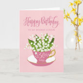 Lily of the Valley Teacup 30th Birthday Fishes カード (黄色い花)