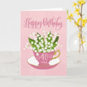 Lily of the Valley Teacup 40th誕生日 カード (黄色い花)
