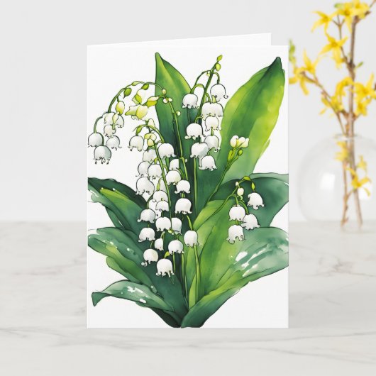 Lily of the Valley - Watercolor flowers カード (黄色い花)