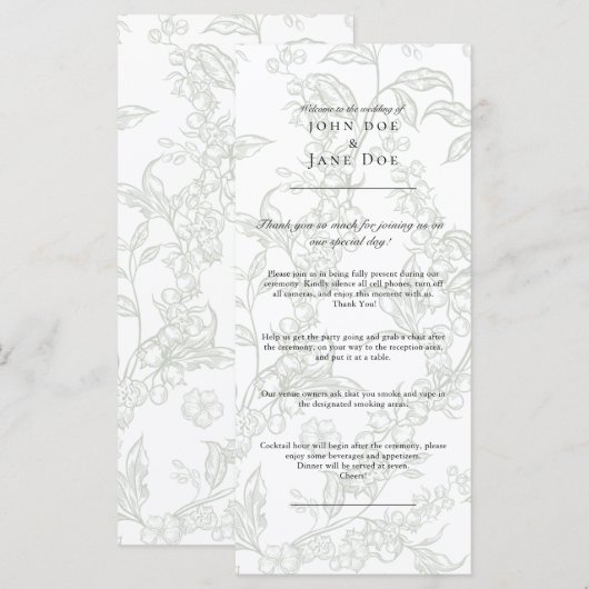 Lily of the Valley Wedding Program プログラム (正面/裏面)