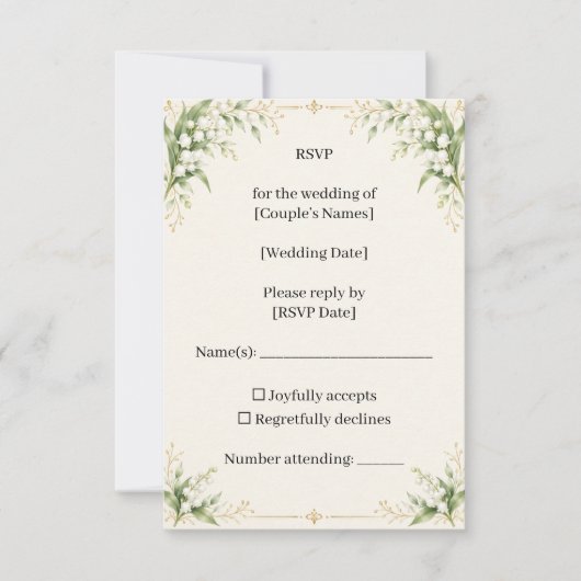 Lily of the Valley Wedding RSVP Card (正面)