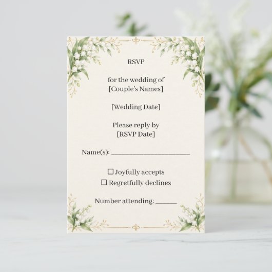 Lily of the Valley Wedding RSVP Card (スタンド正面)