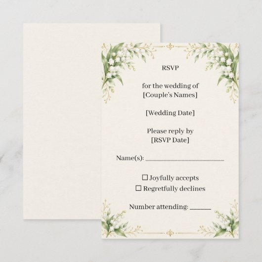 Lily of the Valley Wedding RSVP Card (正面/裏面)