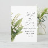 Lily of The Valley White Floral Spring Wedding 招待状 (スタンド正面)