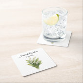 Lily Of The Valley White Floral Wedding スクエアペーパーコースター (インサイチュ)