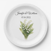 Lily Of The Valley White Floral Wedding ペーパープレート (正面)