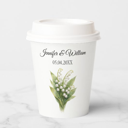 Lily Of The Valley White Floral Wedding 紙コップ (正面)