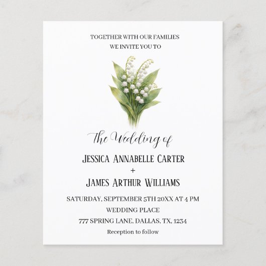 Lily of The Valley White Watercolor Floral Wedding (正面)