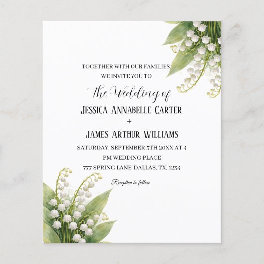 Lily of The Valley White Watercolor Floral Wedding (正面)