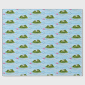 Lily Padのカエルとハート ラッピングペーパー (フラット)