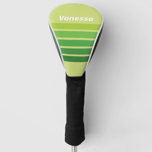 Lily Pad Green Across Striping with Name ゴルフヘッドカバー (正面)