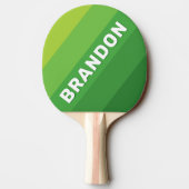 Lily Pad Green Bold Stripes with Name 卓球ラケット (裏面)