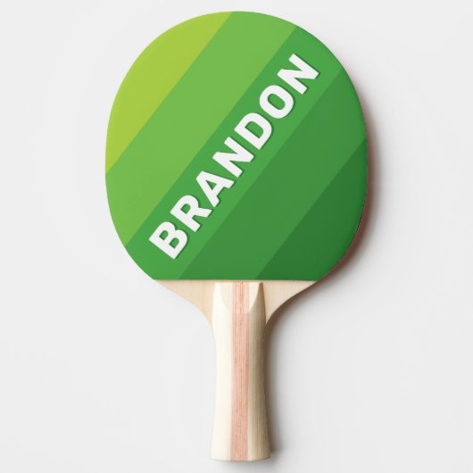 Lily Pad Green Bold Stripes with Name 卓球ラケット (正面)