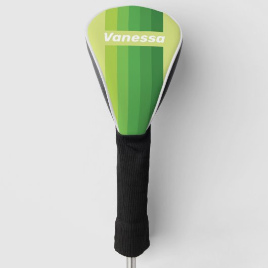 Lily Pad Green Pin Stripes with Name ゴルフヘッドカバー (正面)