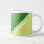 Lily Pad Green Stripes with Name ジャンボコーヒーマグカップ (右)