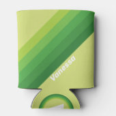 Lily Pad Green Stripes with Name 缶クーラー (裏面)