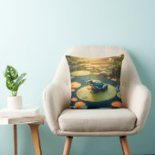 Lily Pad King – Frog Wildlife Art Throw Pillow クッション (椅子)