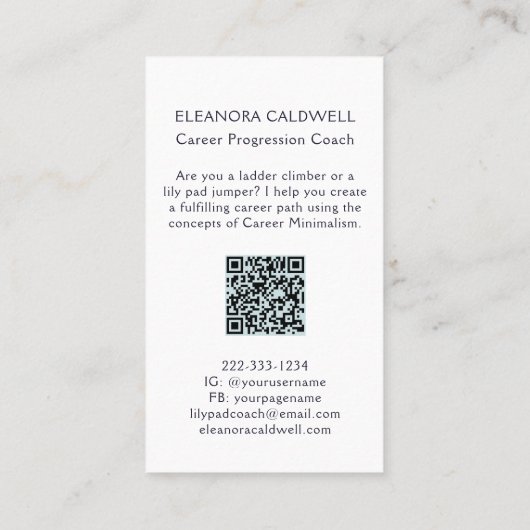 Lily Pads Elegant Swan Career Coach 名刺 (裏面)