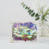 ** Lily Pads - Monet Pond金ゴールド手書きAR23 ポストカード (スタンド正面)