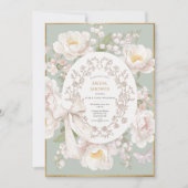 Lily Peony Floral Vintage Bridal Shower 招待状 (正面)