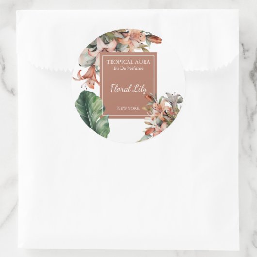 Lily Perfume Label ラウンドシール (バッグ)