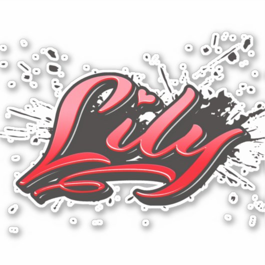 Lily red Heart Graffiti Aufkleber Sticker シール (正面)