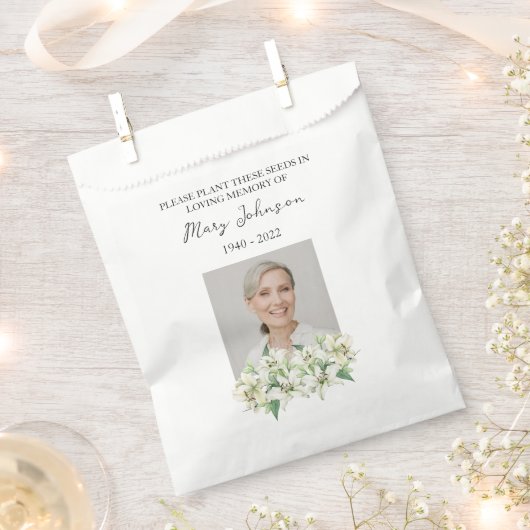 Lily Seed Packet Memorial Funeral Favor Bag フェイバーバッグ (クリップ留めされた状態)