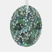 Lily Valleyのシームレスなパターン背景 ガラスオーナメント (正面右)