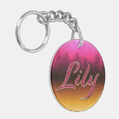 Lily Vorname Name golden pink Schlüsselanhänger キーホルダー (正面左)