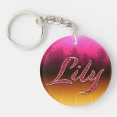 Lily Vorname Name golden pink Schlüsselanhänger キーホルダー (正面)