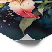 Lily's Luminance – 水彩花 – フローラ ポスター (角)