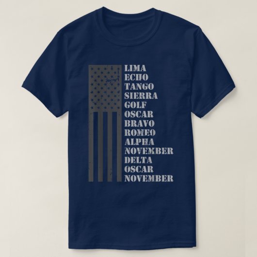 Lima Echo Tango Sierra Golf Flag America Tシャツ (デザイン正面)