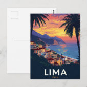 Lima Peru Coast Sunset Palm Trees ポストカード (正面/裏面)