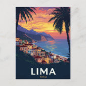 Lima Peru Coast Sunset Palm Trees ポストカード (正面)