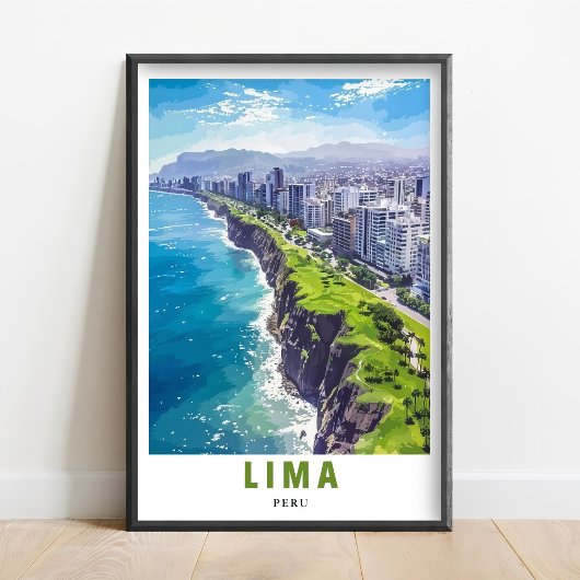 Lima Poster - Miraflores Cliffs Art - Lima Peru Ar ポスター