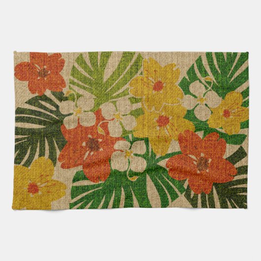 Limahuliの庭のハワイの花の台所タオル キッチンタオル (横)