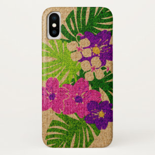 Limahuliの庭のバイオレットのフェイクなグラスクロス iPhone X ケース