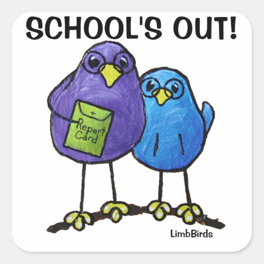 LimbBirds Squareステッカー、光沢 スクエアシール (正面)