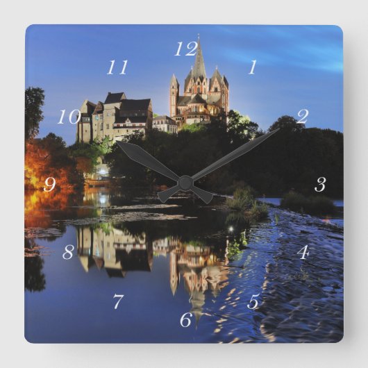 Limburg Dom zur blauen Stunde スクエア壁時計 (正面)