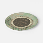 LImeグリーンマーブルグリッタリーヒョウ誕生日 ペーパープレート (アングル)