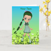 Lime女性挨拶状 カード (黄色い花)