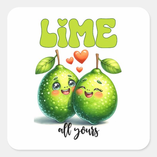 Lime All Yours Funny Punny Valentine スクエアシール (正面)