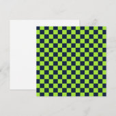 Lime and navy checkerboard pattern サンキューカード (正面/裏面)
